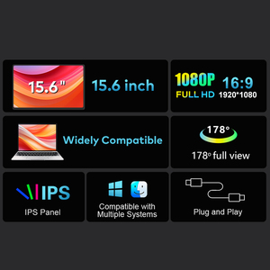 15.6 Inch Triple Portable Monitor S10 FHD 1080P IPS Laptop Screen <b>Extender</b> Integrated Back Panel <b>Plug</b> & Play for Workstation - Product Image 2