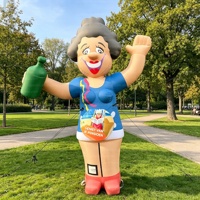 Mascotte gonflable géante de 4 m de haut, de qualité supérieure, en forme de dessin animé néerlandais 'Pensioen Oma' (Grand-mère en retraite), avec éclairage LED, pour publicité d'anniversaire