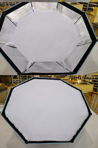 Boîte à lumière octogonale en métal de 95 cm avec monture Bowens, grille nid d'abeille et double diffuseur pour la photographie en direct, la vidéo et les flashs. - Product Image 6