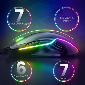 Ratón para Juegos Onikuma Ergonómico <span class=keywords><strong>CW905</strong></span> RGB con Cable USB Mini para Diestros, 7 Botones, 6 Niveles, 6400 DPI, en Stock - Product Image 3