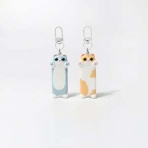 Lindo Llavero de Gato Anime Kawaii, Colgante de Resina de Gato de Dibujos Animados, Cadena Larga para Teléfono Móvil, Accesorios Decorativos de PVC y Goma para Parejas - Product Image 2