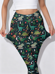 Leggings de <span class=keywords><strong>yoga</strong></span> taille haute pour femme, imprimé dinosaure de Noël, coupe ajustée, collants graphiques amusants pour les fêtes, pantalon de sport, vêtements de sport - Product Image 1