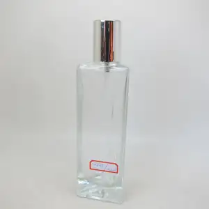 55ml luxury transparent triangular prism glass perfume bottle with cylindrical aluminum cap