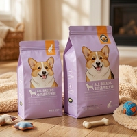 Sac d'emballage alimentaire pour animaux de compagnie imprimé mat de luxe, logo personnalisé en couleur, fermeture éclair refermable pour friandises pour chiens et chats, vente en gros