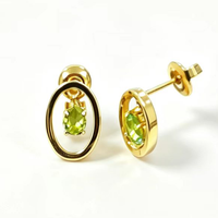 Boucles d'oreilles clous en acier inoxydable plaqué or 14 carats avec pierre de naissance ovale creuse en zircon cubique – Bijoux personnalisés avec pierre de naissance du mois OEM ODM