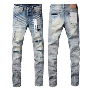 <span class=keywords><strong>Jeans</strong></span> da <span class=keywords><strong>Uomo</strong></span> di Marca Firmati di Alta Qualità Collezione 2025 Viola Blu a Gamba Dritta con Effetto Distressed e Lavaggio Stone Washed Vendita all'Ingrosso Taglie 28-38 - Product Image 4