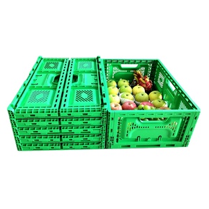 40l wholesale foldable crate plastic folding storage box plastic crates for fruits and vegetables