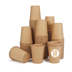 8 oz phân hủy sinh học dùng một lần Cốc giấy trắng cà phê đen nóng/lạnh đồ uống Bộ đồ ăn cho các bên và các sự kiện - Product Image 1