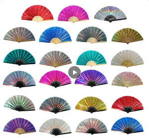 Éventail pliant FAREA <span class=keywords><strong>Kung</strong></span> <span class=keywords><strong>Fu</strong></span> en bambou, cadeaux artisanaux, spectacle de danse, fête, éventail holographique, <span class=keywords><strong>film</strong></span> laser PVC, éventail en bois - Product Image 1
