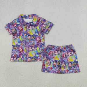 Conjunto de Ropa de Verano para Niñas, Pantalones Cortos de Algodón y Spandex con Dibujos Animados Kpop, 2 Piezas, Venta al Por Mayor - Product Image 4