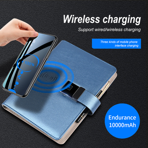 OEM Power Bank Notebook con blocco delle impronte digitali diario di ricarica Wireless personalizzato in pelle ricaricabile Planner Binder Memo - Product Image 5