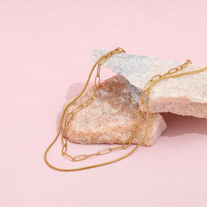 Joolim Jewelry 18K Mạ Vàng Hai Lớp Giấy Pin Rắn Chain Choker Vòng Cổ Thép Không Gỉ Trang Sức Bán Buôn - Product Image 6