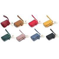 Dompet Mini Kulit PU dengan Ritsleting, Lapisan Poliester, Tahan Air, Unisex, Dompet Koin Pendek, Dompet Kartu Multi-Fungsi