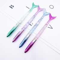 Stylo Lampe LED Créatif en Forme de Sirène avec Sable Mouvant, Paillettes Scintillantes Colorées, Encre Noire Soluble dans l'Huile, Pointe de 1,0 mm
