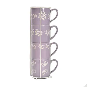 Wholesale 18 Pieces Purple Dinnerware Set Dinner Set Can Be Customized Ceramic Dinnerware