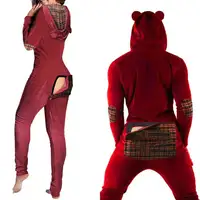 2021 Venta caliente, Día de San Valentín mono par ropa de terciopelo mono con trasero solapa pijamas lindo cuadros patchwork ropa de dormir
