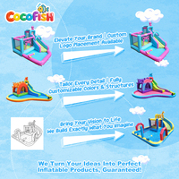 Château gonflable aquatique sur le thème des chatons COCOFISH avec toboggan, parc aquatique gonflable pour enfants en Oxford, maison de jeu gonflable pour jardin