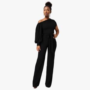 Combinaison décontractée unie à une épaule avec ceinture, style mode, vente en gros - Product Image 3