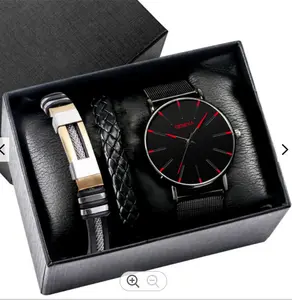 Relojes untuk Hombres Con, Pulseras 3 Piezas Juego De Relojes De Cuarzo Regalos De Super Lujo Relojes untuk Mujeres/