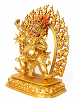 Statue de Vajrapani en laiton plaqué or de style antique, sculpture bouddhiste artisanale pour la décoration de la maison, du jardin, de la cour et de l'autel