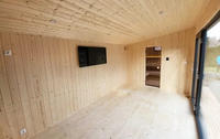 Kabin Sauna Luar Ruangan Modern untuk 6 Orang dengan Pemanas Kayu Cedar Merah Solid & Perapian Batu - Ramah Lingkungan, Ukuran & Warna Dapat Disesuaikan