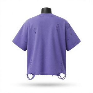 เสื้อยืดผู้ชายสไตล์วินเทจฟอกสีแบบแอซิดวอช ผ้าฝ้าย 100% ทรงปกติ สตรีทแวร์ เป็นมิตรกับสิ่งแวดล้อม  รับผลิตแบบ OEM ODM - Product Image 3