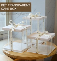 Noël 10 12 14 pouces de haut en plastique Transparent de qualité alimentaire noir forme carrée boîte d'emballage cadeau conception de boîtes à gâteaux transparentes