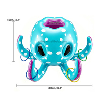 Jeu de lancer d'anneaux gonflable Octopus, jouet aquatique pour piscine, ensemble de balles flottantes avec 5 anneaux pour enfants et adultes, idéal pour les fêtes en extérieur