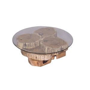 ACACIA WOOD & GLASS Midcentury Modern Eco-Friendly <b>Rustic</b> Wood <b>Coffee</b> <b>Table</b> with Wood Top Handmade Living Room Furniture - Product Image 3