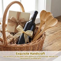 Lot de 2 cuillères en bambou en forme de cœur de 30 cm – Ustensiles de cuisine à long manche pour cuisiniers – Idéal comme cadeau de déménagement