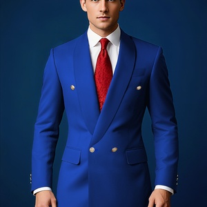 Navy Blue Peak Collar 2 <b>Button</b> Fashion Leisure Men <b>Suit</b> High Quality Custom <b>Suit</b> - Product Image 3
