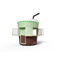 Chariot alimentaire mobile géant personnalisé en forme de tasse à café – Kiosque à café extérieur 3D original pour boutique de boissons de rue et vendeur de festival