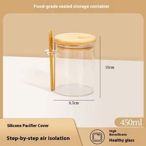 Tarro de vidrio de almacenamiento con tapa Contenedor multiusos <span class=keywords><strong>para</strong></span> <span class=keywords><strong>cocina</strong></span> <span class=keywords><strong>para</strong></span> comida Té Dulce Condimento con cuchara Organizador de <span class=keywords><strong>cocina</strong></span> - Product Image 2