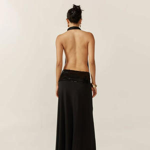 Kadın 2026 yeni bahar moda ünlü stil zarif Halter Backless abiye elbise - Product Image 2
