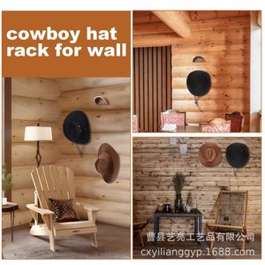 Wooden Cowboy Hat Rack <b>Wall</b> Mounted Simple Round Shape Easy Install Home Use - Product Image 1