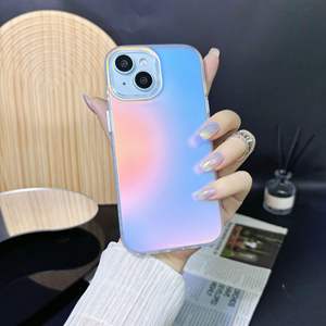 Custodia personalizzata con logo olografo per cambio colori Aurora Laser custodia lucida trasparente per <span class=keywords><strong>iPhone</strong></span> 13 14 15 16 custodia per telefono di lusso gradiente colore glitterato - Product Image 2