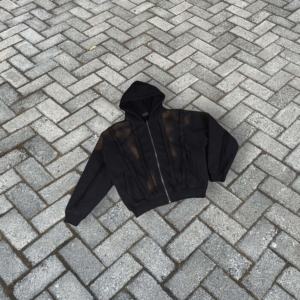 Sudadera con Capucha Extra Grande para Hombre, Estilo Vintage, Desgastada, con Parches, 100% Algodón, con Cierre, para Otoño - Product Image 4