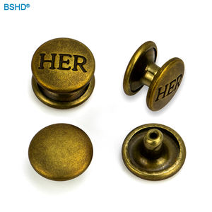 Rivet en cuir à <span class=keywords><strong>double</strong></span> extrémité en bronze ancien avec logo de marque gaufré personnalisé Couture métal laiton/acier rond à <span class=keywords><strong>double</strong></span> tête - Product Image 1