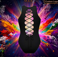 OEM Custom Black Lace up Monokini with Face Mask Mas Band Costume J'ouvert Caribbean Carnival Monday Wear Monokini Bodysuit