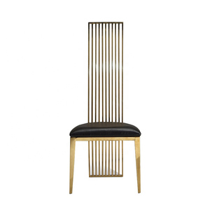 Luxury Restaurant <strong>Leather</strong> Gold Stainless Steel High Back <strong>Dining</strong> <strong>Chair</strong> Banquet <strong>Chair</strong> - Product Image 6
