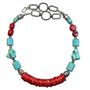 Collier classique en résine fait main, design élégant avec perles orange, vertes et bleues, bijoux tendance pour femmes, idéal pour les anniversaires et les fêtes. - Product Image 6