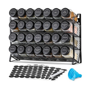 Four Tier <b>Spice</b> Rack Iron Mesh No Drill Cabinet Storage Airtight <b>Spice</b> <b>Jar</b> Organizer Kitchen Countertop L Size - Product Image 1