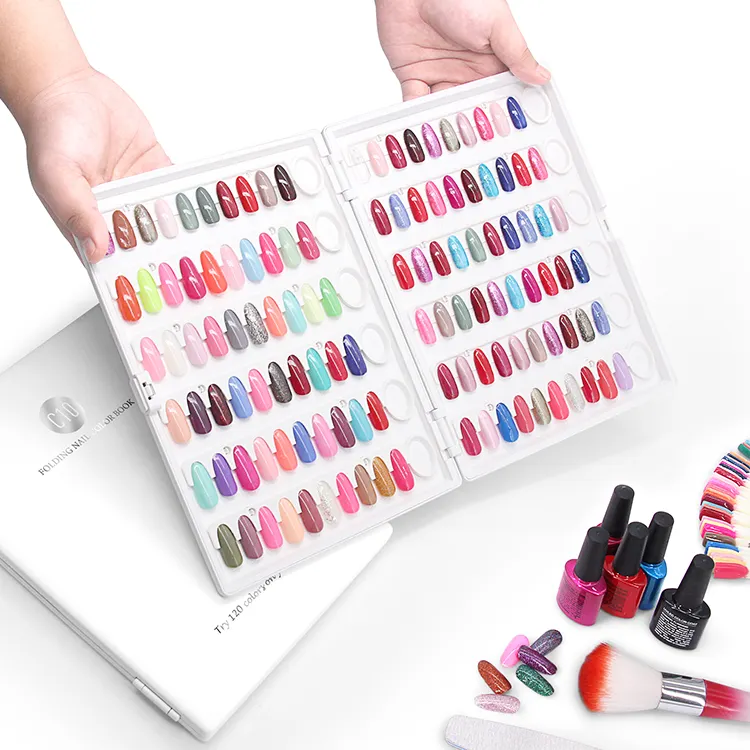 C10 120 Farben Nail Color Chart Display Book mit abnehmbaren Nail Art Tipps und Painting Gel Nails Stand