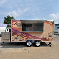 Remorque de camion de cuisine mobile de 15 pieds avec cuisine complète, remorque de restauration commerciale, fourgonnette de concession, pour la vente de nourriture de rue et de snacks, isolée