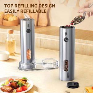 Juego de Molinillos de Pimienta Recargables por USB Plateados de Gran Capacidad, con Luz LED, Grosor Ajustable, Ecológicos, para Cocina, Barbacoa al Aire Libre - Product Image 5