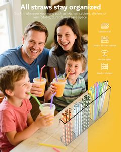 Organizador de Pajitas de Acrílico Grande para Puerta de Armario, Dispensador de Almacenamiento de Pajitas que Ahorra Espacio para Puertas de Armario o Encimeras - Product Image 2