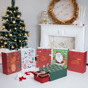 Kraft Paper Gift Bags Snowflakes Merry <b>Christmas</b> Candy Cookie Packaging Bag <b>Boxes</b> 2022 New Year Party Natal Kids Favors - Product Image 5