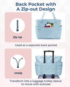 Sac fourre-tout matelassé pour femme avec compartiment pour ordinateur portable de 15,6 pouces, sac à main multi-poches, sac de voyage et de travail pour femme - Product Image 5