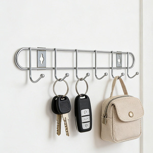 Creative <b>wall</b>-mounted clothes <b>rack</b> for bedroom, behind room door, <b>wall</b>-mounted <b>hooks</b> for coats and hats. - Product Image 2