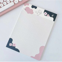 Bloc-notes Kawaii Cartoon non collant - Bloc-notes mignon chien Sakura pour fournitures scolaires - Impression personnalisée, papier 80 g/m², taille personnalisable